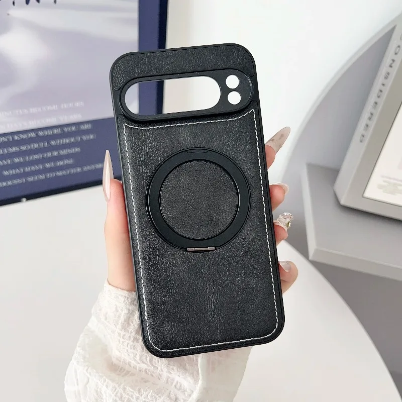(preto, Google Pixel 9 Pro Xl) Capa Magnética Com Textura De Couro E Rotação De 360°, Proteção Antichoque
