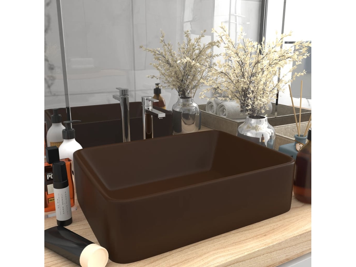 Vidaxl Lavatório Luxuoso 41x30x12 Cm Cerâmica Castanho-escuro Mate