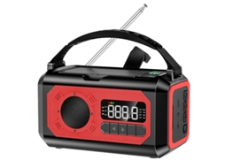 Rádio solar AQUAFORGE portátil, manivela, alimentação própria, am/fm, lanterna de 3 leds