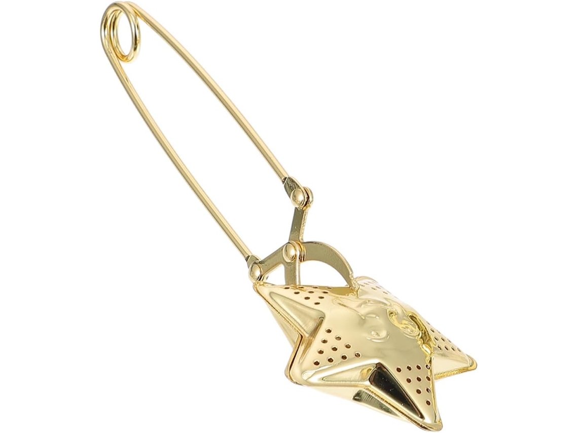 Infusor De Chá Em Aço Inoxidável Com Formato De Estrela E Lua, Dourado.