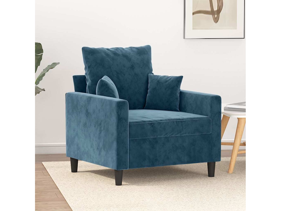 Vidaxl Poltrona 60 Cm Veludo Azul