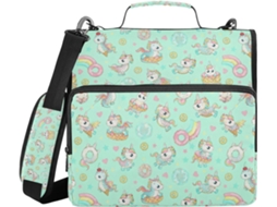 Pasta Com Fecho Zip Lock Em Verde Menta Design De Donut, Alça, Vários Bolsos De 3, 8cm, Bolsa De Armazenamento Com 3 Argolas