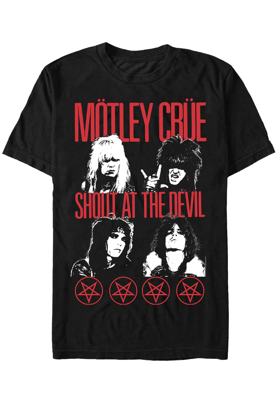 Size:s Rockinstone Mötley Crüe - Shout At The Devil Faces - T-shirt Unisex Adults