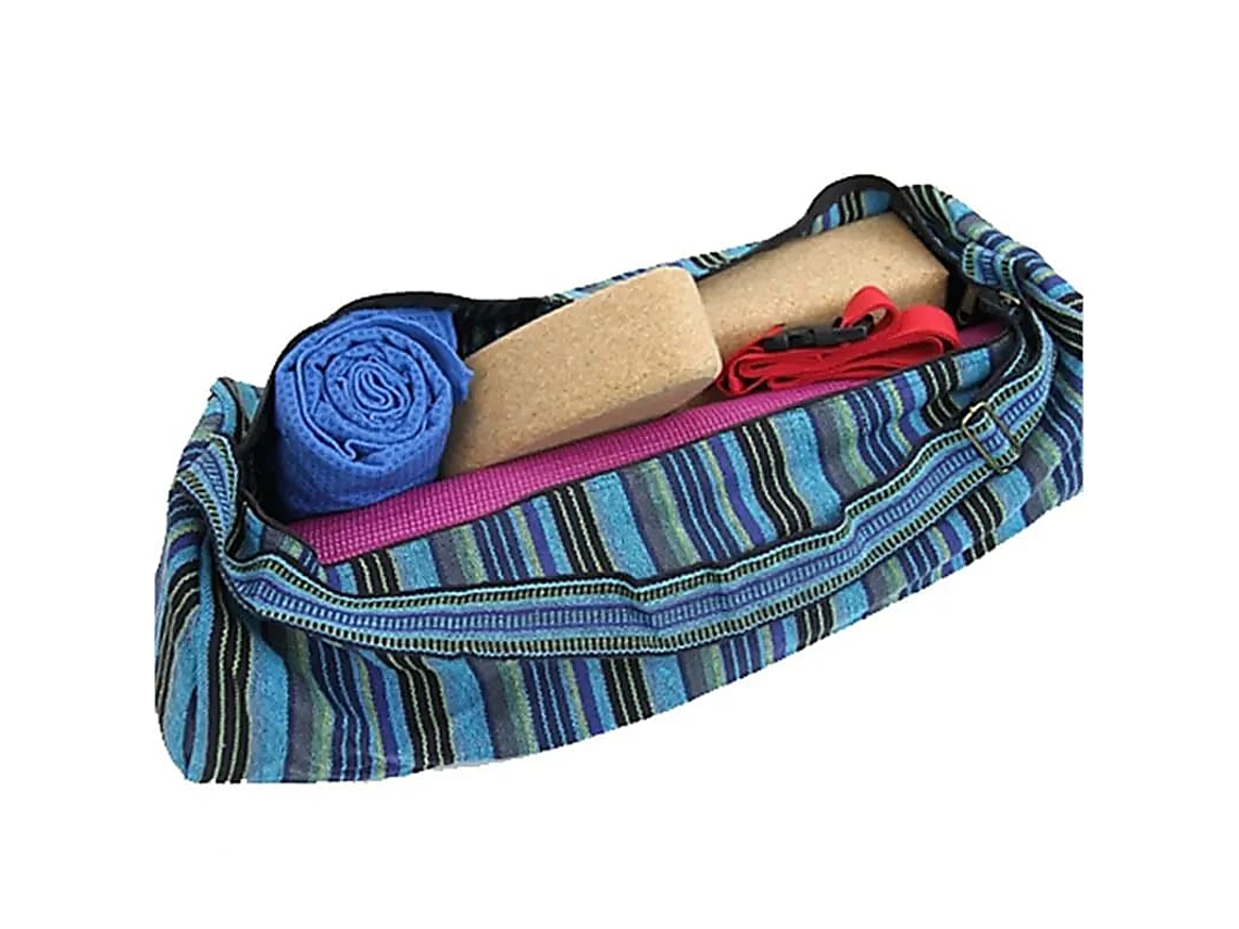 Bolsa Yoga Algodão Listrado Azul - 67x24 Cm
