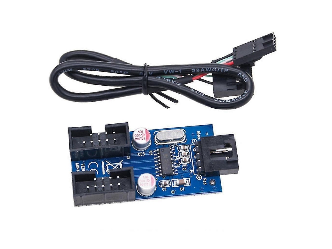 Cabo Interno Usb 2.0 Macho Para 2 Usb Macho De 9 Pinos Com Adaptador De Conector De 9 Pinos. Aquaforge