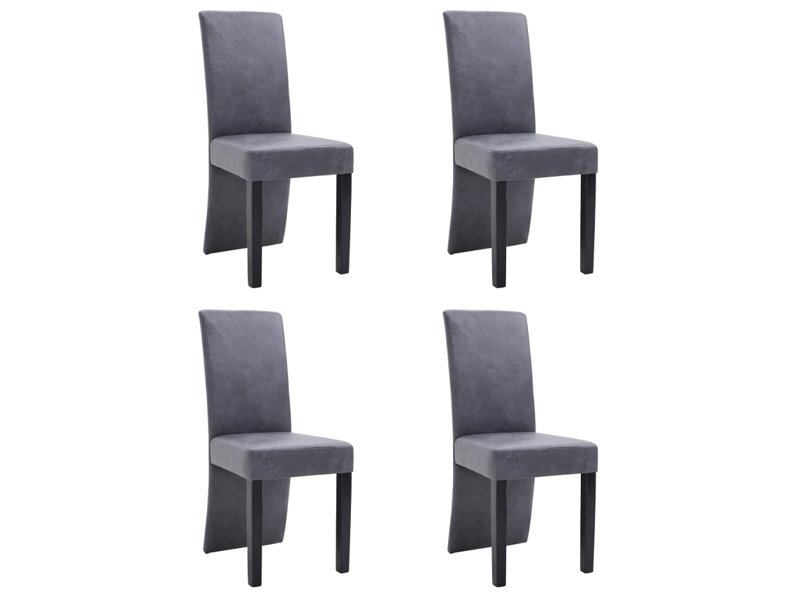 Cadeiras de Jantar 4 Pcs Camurça Artificial Cinzento MAISON EXCLUSIVE