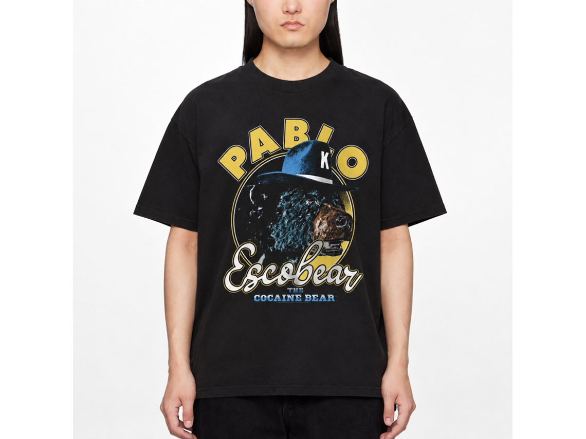 Rockinstone Cocaine Bear Pablo Escobear Black Adult T-shirt Size:xxl