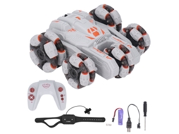 Carro De Manobras Rc Com Detecção De Gestos 2.4ghz 360° Luzes 5 Rodas Cinza