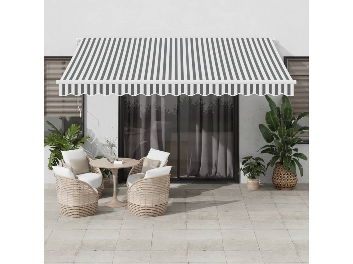 Vidaxl Toldo Retrátil Automático 400x350 Cm Antracite E Branco