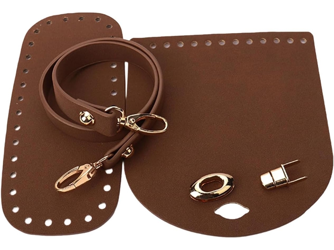Kit De Acessórios Para Crochê Em Couro Pu Com Tampa Inferior E Alça Longa Removível Para Confecção De Bolsas,