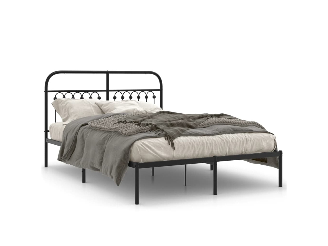 Estrutura de Cama com Cabeceira Metal Preto MAISON EXCLUSIVE 140x200 cm