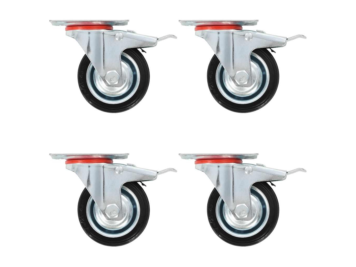 Vidaxl Rodas Giratórias Com Travões Duplos 4 Pcs 75 Mm