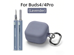 Capa para Samsung Galaxy Buds 4 / Buds 4 Pro, Capa de Silicone, com Kit de Limpeza e Mosquetão Lavanda Roxa