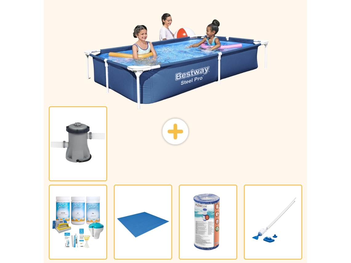 Bestway Piscina Bestway Steel Pro Retangular - 221x150x43 Cm - 6-peças S22065