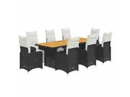 Maison Exclusive - 9 Pcs Conjunto De Bistrô P/ Jardim C/ Almofadões Vime Pe Preto