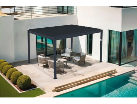 Pérgola Bioclimática Motorizada Santa 4x3m Em Alumínio Cinza