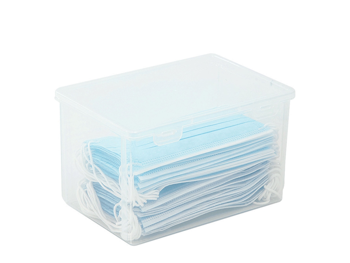 Caixa de armazenamento transparente plástica de grande capacidade para lar escritório 21.5x14x10cm com marca