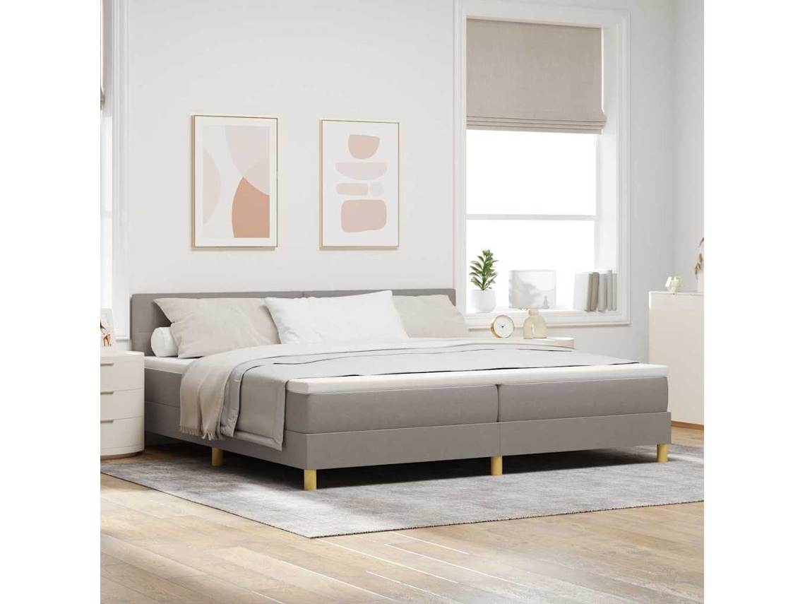 Vidaxl Cama Box Spring Led Cinzento-acastanhado 200 X 200 Cm Tecido