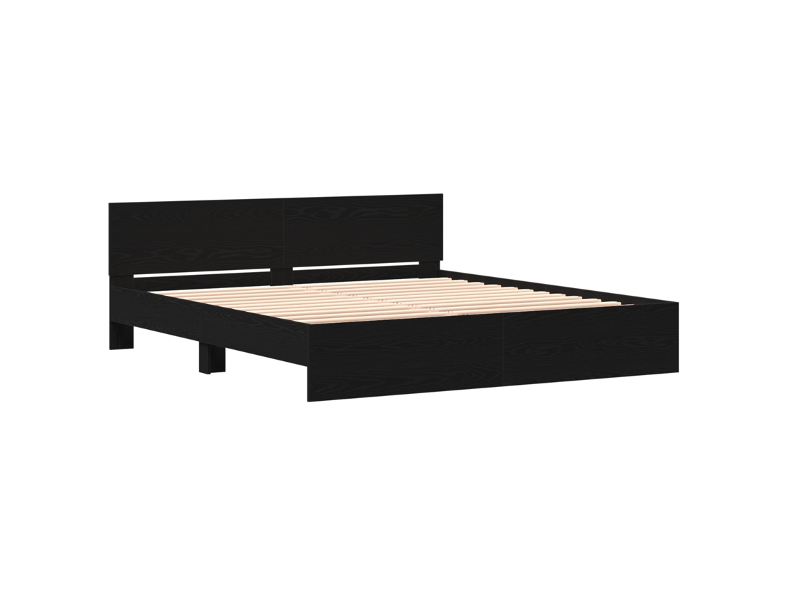 Estrutura De Cama Com Cabeceira Carvalho Preto Madeira Engenheirada Vidaxl Preto Aglomerado De Partículas (180 X 200 Cm)