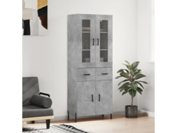 Vidaxl Armário Alto 69,5x34x180 Cm Derivados De Madeira Cinza Cimento