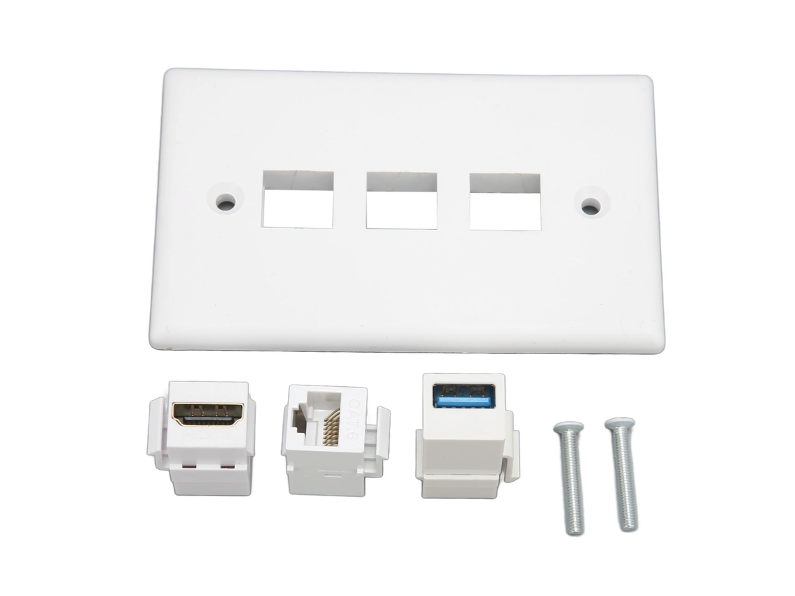 Aetheria placa de Parede Interface Multimídia Hd 3 Portas Cat6 Usb3.0 Outlet