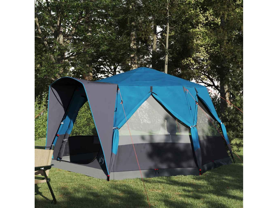 Vidaxl Barraca De Acampamento Para 5 Pessoas Com Telhado Azul E Cinza