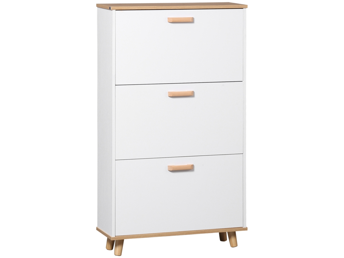 Sapateira Estilo Escandinavo Com 3 Portas Basculantes, 70 X 23,5 X 122 Cm, Branca