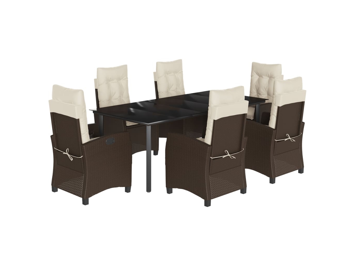 Garden Dining Set, Garden Dining Sets Vidaxl Marrom Rattan / Vime (200 Cm Table Length)