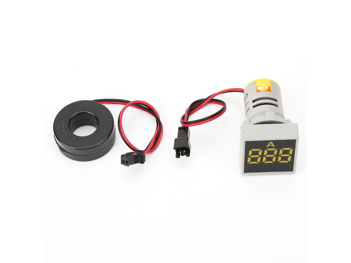 Luz Indicadora Led Mini Medidor Digital De Corrente Display Amperímetro Lâmpada Sinal Amarela