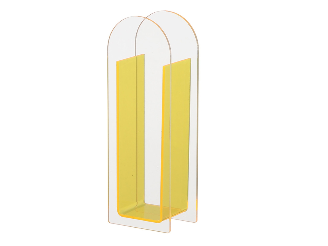Vaso De Acrílico Transparente Amarelo Limão Decoração