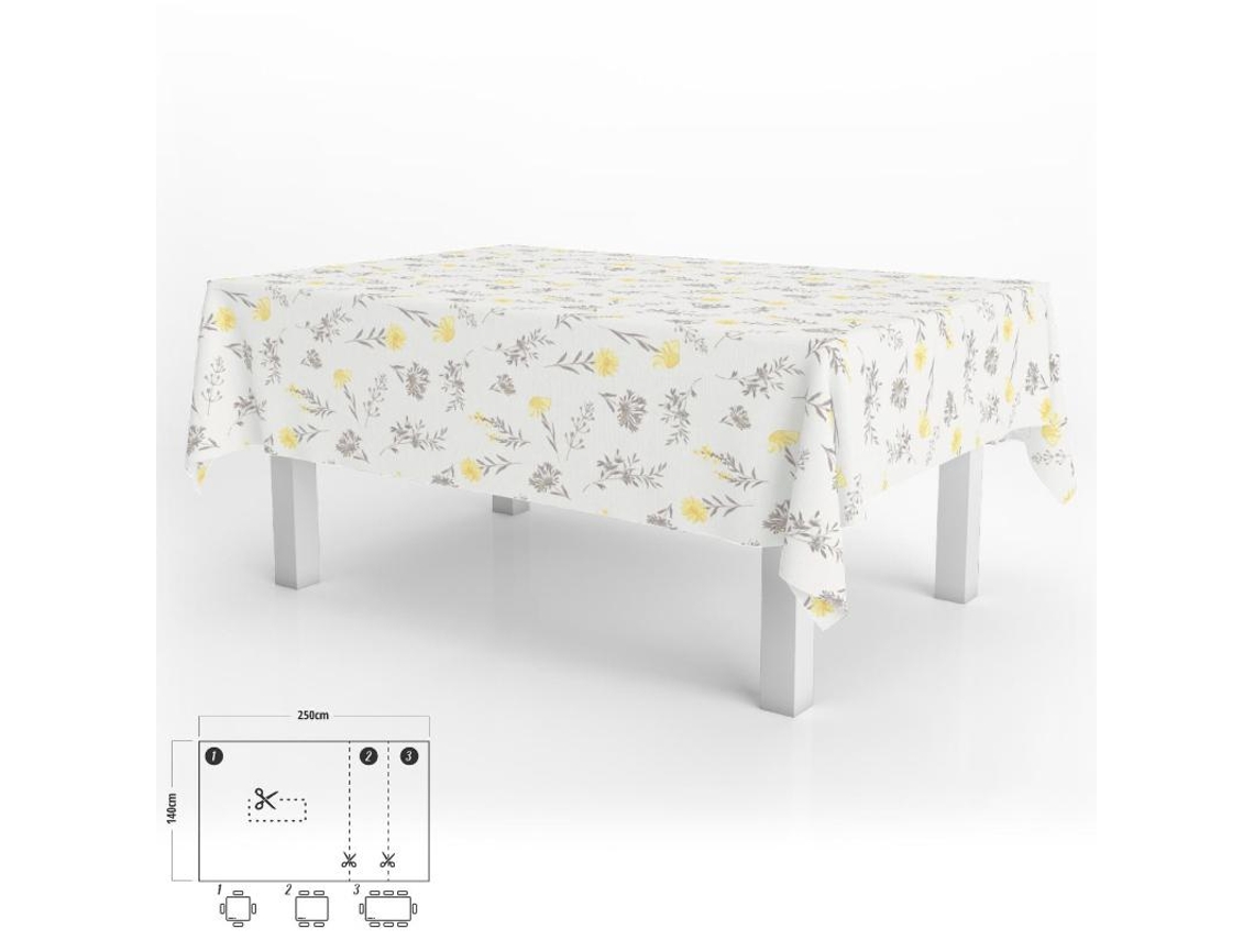 Toalha de Mesa Flores Amarelas Impermeável Pvc Antimanchas 140X250 cm Uso Interno e Externo Recortado ORYX