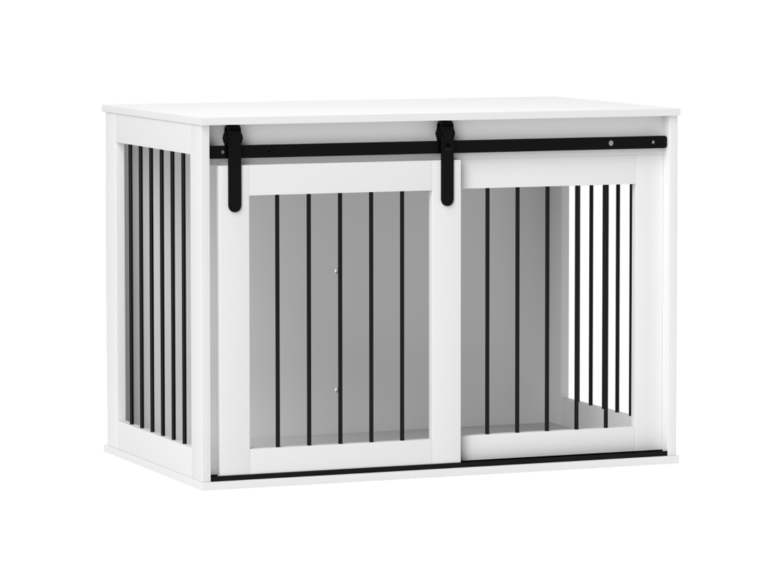 Caixa Para Cão Com Porta Corrediça, Ventilação, Aglomerado E Aço, 98 X 58 X 61 Cm, Branca