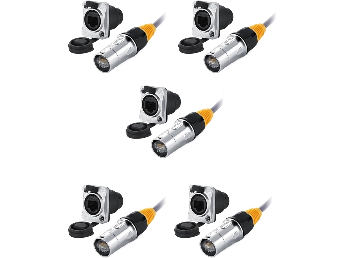 Conjunto de 5 Conectores de Rede Rj45 À Prova D'água Ip67 / Plugue Ethernet À Prova D'água para Uso Externo SFUSHOS