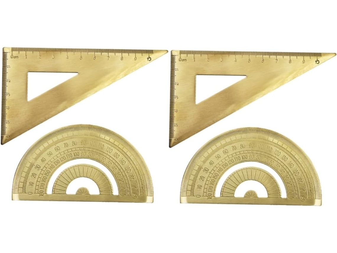 Conjunto De Régua Geométrica Angooily 2 Em Latão Com Régua E