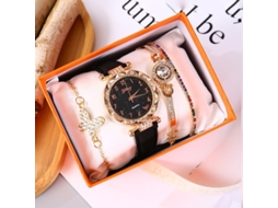 Conjunto de Presente Feminino com Relógio de Pulseira de Malha e Caixa Laranja SPQMENT