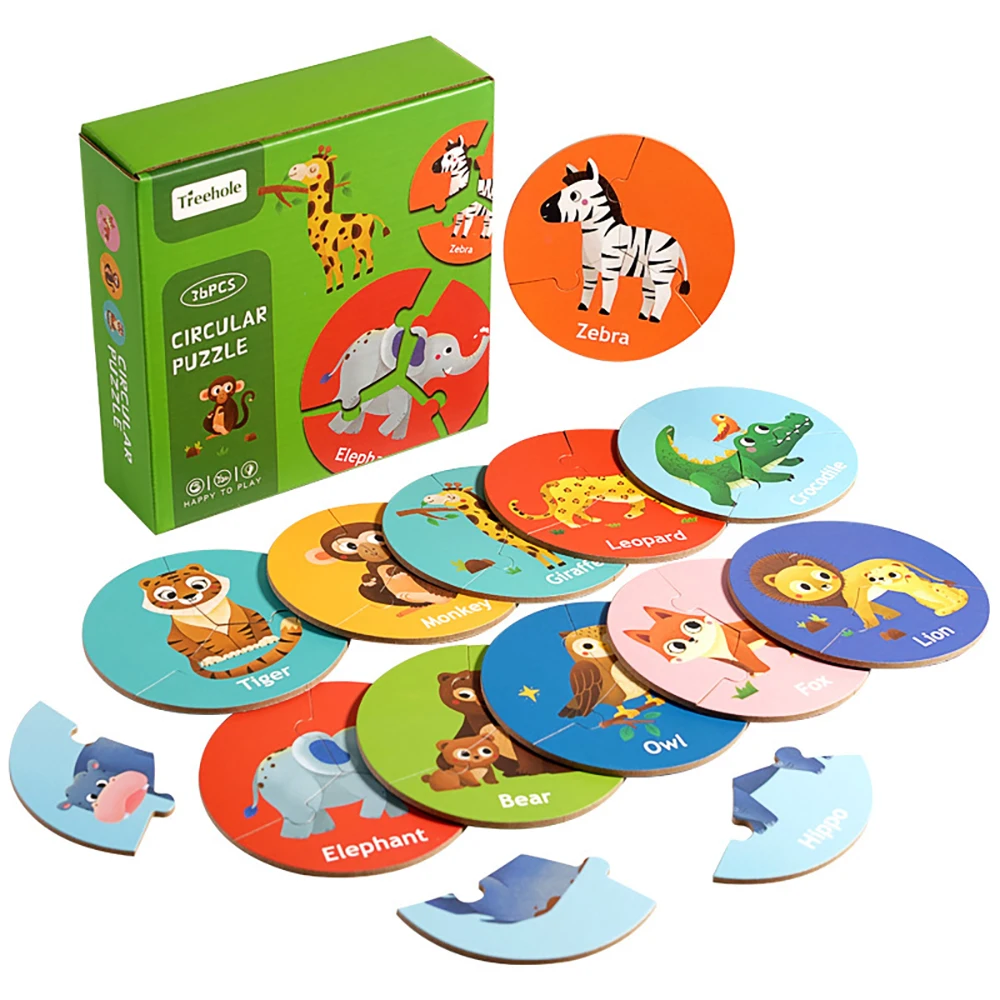 Quebra-cabeça De Madeira (animais Da Floresta), Educativo Montessori, Adequado Para Crianças De 3 Anos, Brinquedo Educativo Pré-escolar
