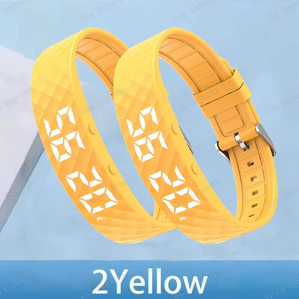 Conjunto de 2 rastreadores MDUG com alarme vibratório, monitoramento do sono, pedômetro, amarelo e dois