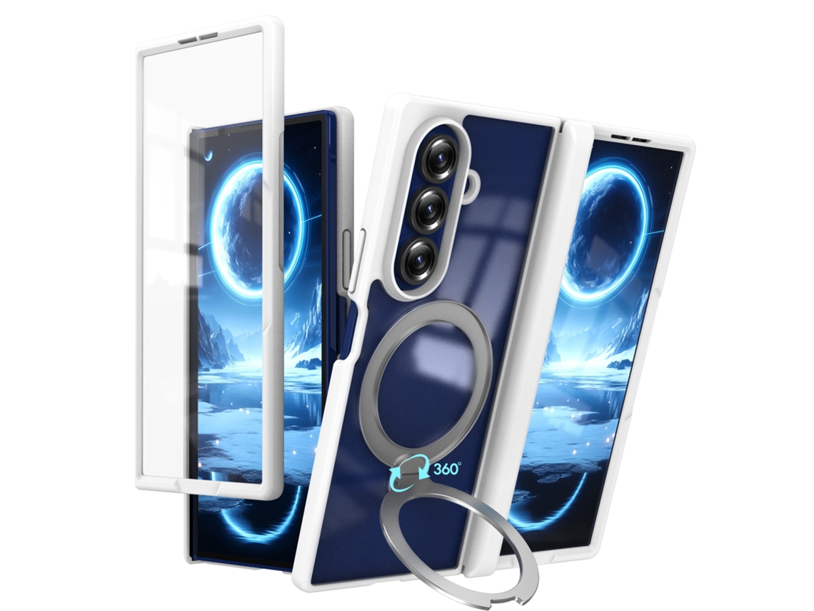 Capa magnética com suporte de 360° para Samsung Galaxy Z Fold8 Ultra (branca)