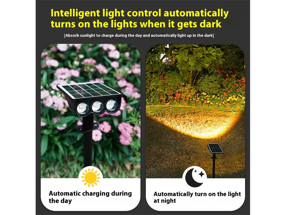 Warm Light-elfeland Holofote Led Solar Para Relvado, Montado Na Parede E No Chão, Ip65 À Prova De Água, Iluminação De Paisagem Para Caminhos Exteriore