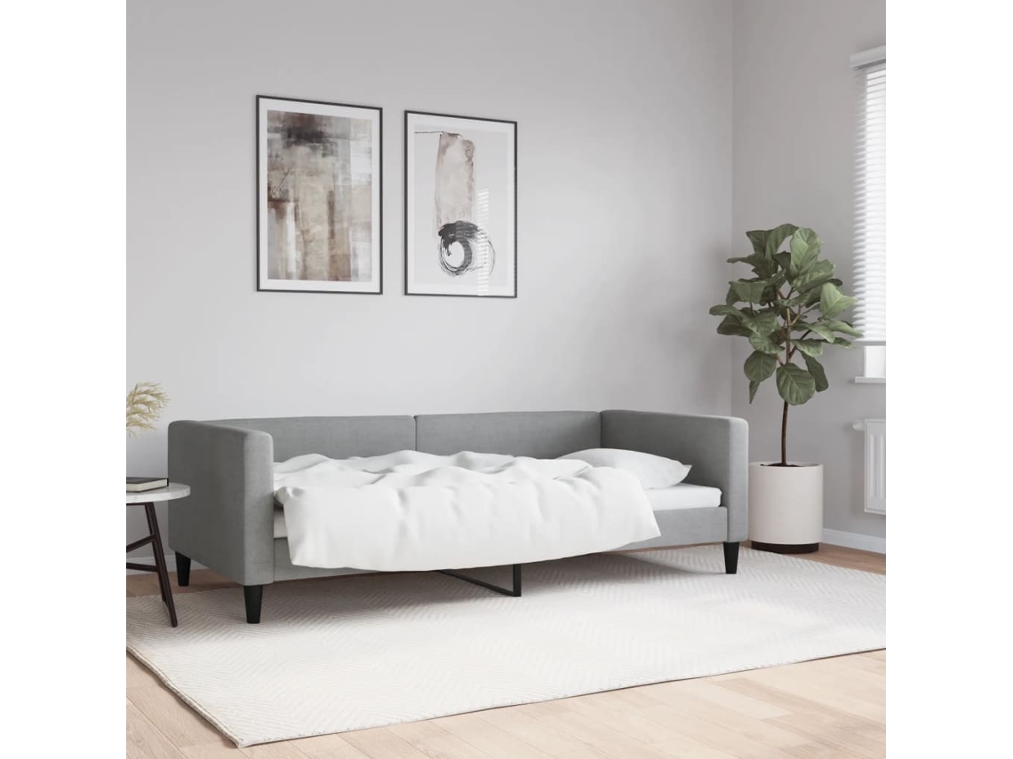 Vidaxl Sofá-cama 90x190 Cm Tecido Cinzento-claro