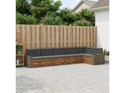 Vidaxl Conjunto De Sofás Para Exterior 6 Pcs Natural E Antracite