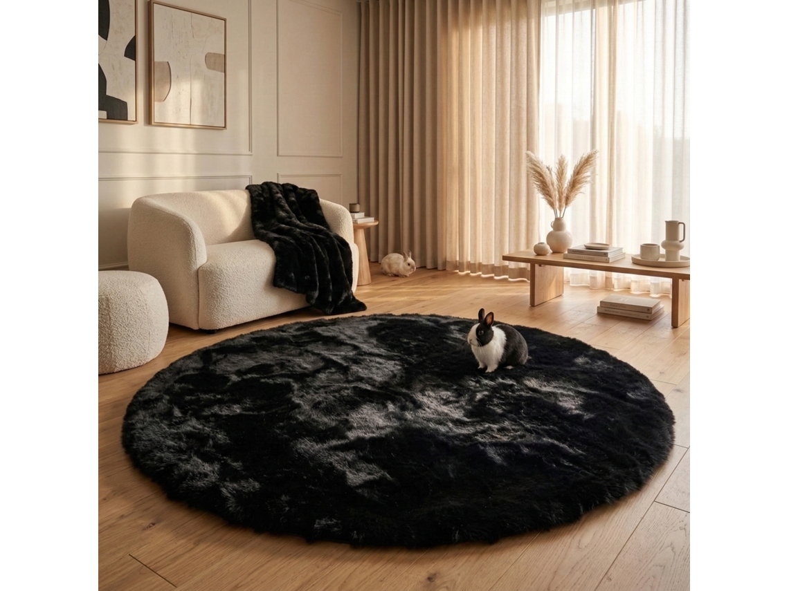 Consilio Concept Tapete De Pele Sintética Cloud Super Soft 200x200 Cm Preto