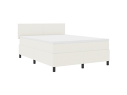 Cama Box Spring  Com Colchão & Led Creme Vidaxl Tecido De Cotele (160x200 Cm)