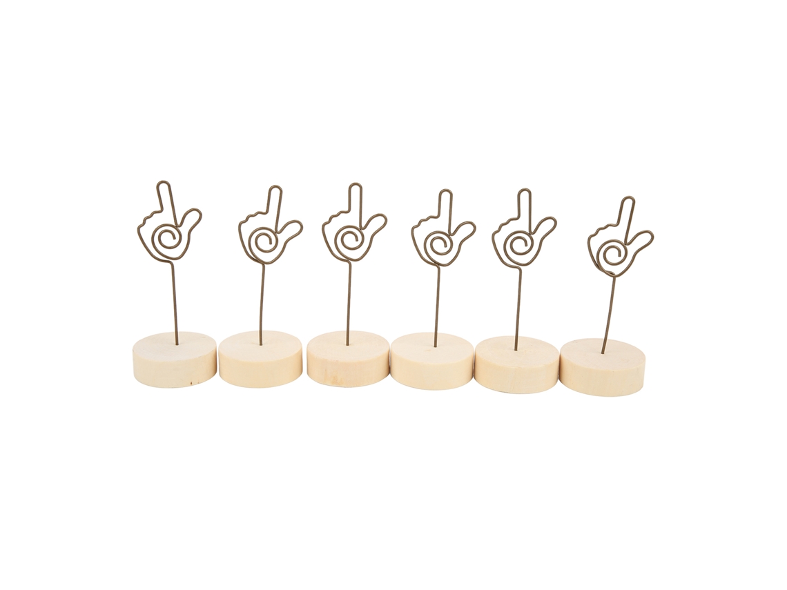6 Peças Portanúmeros de Mesa Gestos Sinais Mão Material Haya Portaretratos Mesa Clip Prático Escritório