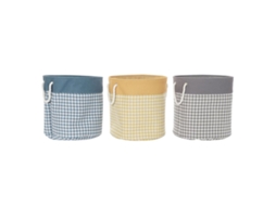 Cesto de Roupa Suja DKD HOME DECOR Pied de Poule Poliéster 45 X 45 X 45 Cm 3 Unidades