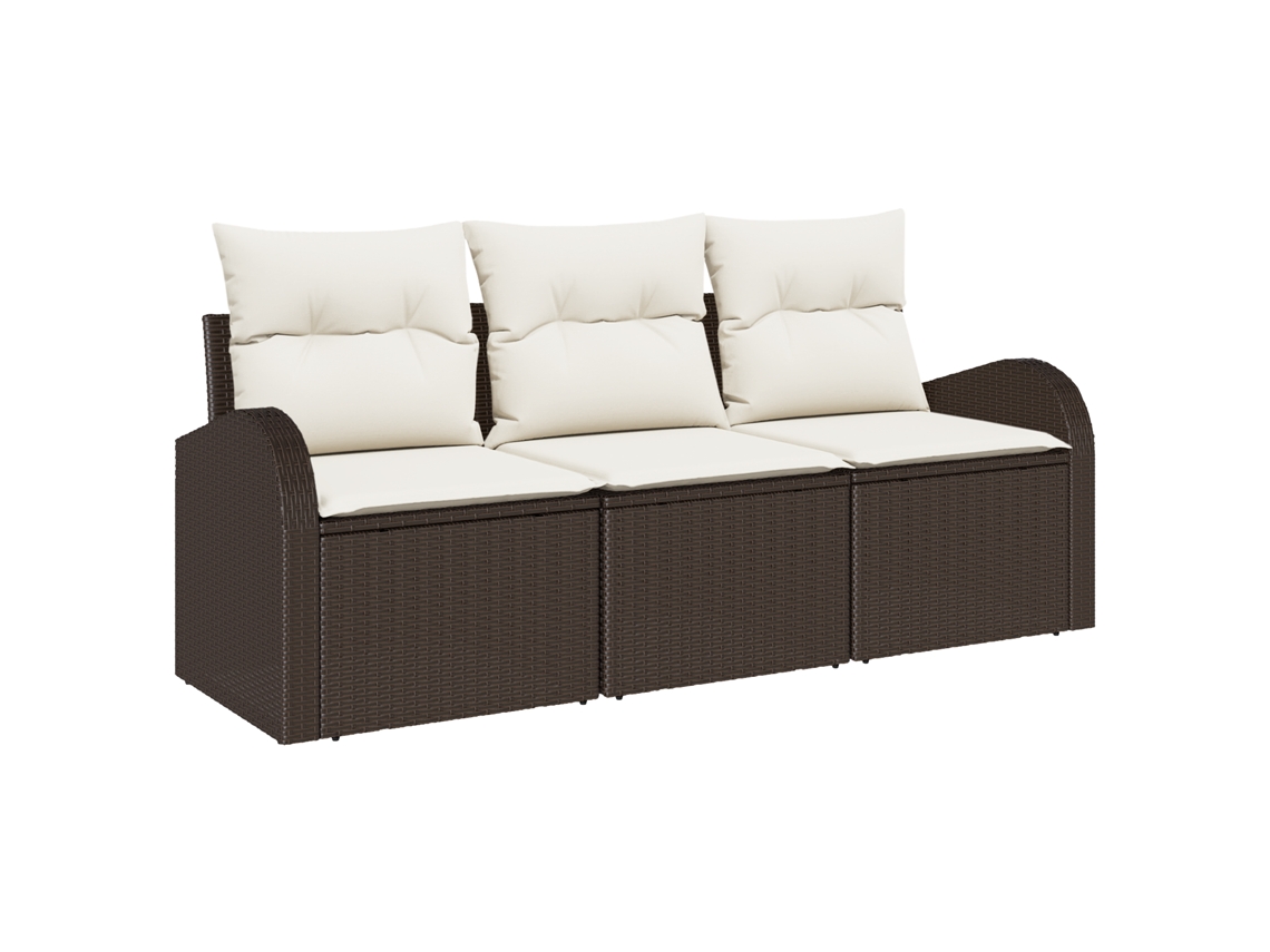 Conjunto 3 Conjunto De Sofá De Jardim Vidaxl Castanho Vime Pe (55 X 55 X 37 Cm)