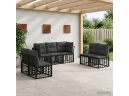 Vidaxl Conjunto De Sofás Para Exterior Preto Poliéster