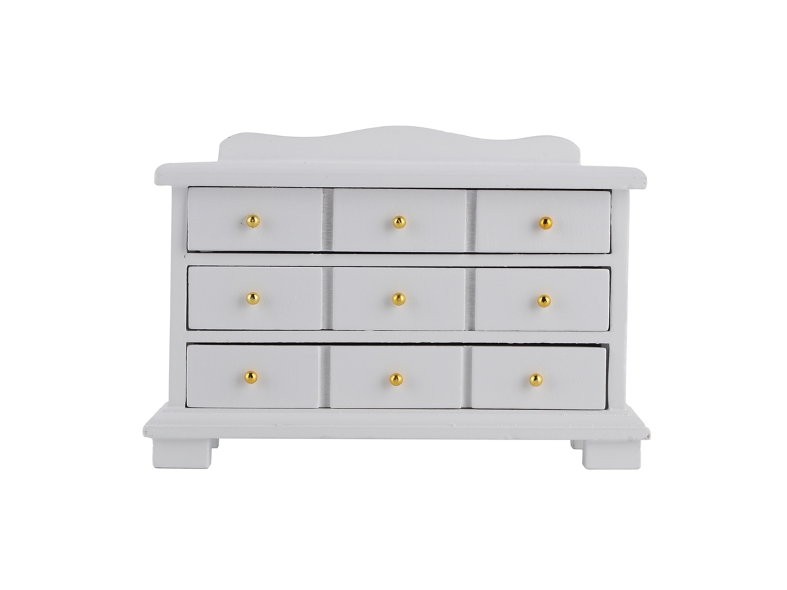 Ats modelo de Mueble Miniatsura 1/12, Armario de Madera Con Cajones para Muñecas, Mueble de Dormitorio Blanco