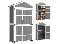 Armário Jardim Impermeável S/MARCA, 105x55x179cm, Cinza, telhado Metal, Porta Dupla