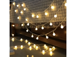 Cordão de Luzes Led, Bolas Redondas, Cordão Pequeno, Funciona a Bateria, Natal BRILVIBERA
